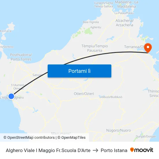 Alghero Viale I Maggio Fr.Scuola D'Arte to Porto Istana map