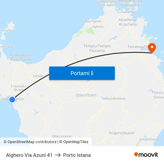 Alghero Via Azuni 41 to Porto Istana map