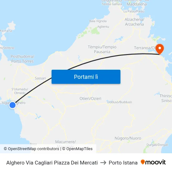 Alghero Via Cagliari Piazza Dei Mercati to Porto Istana map