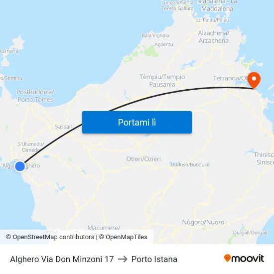 Alghero Via Don Minzoni 17 to Porto Istana map