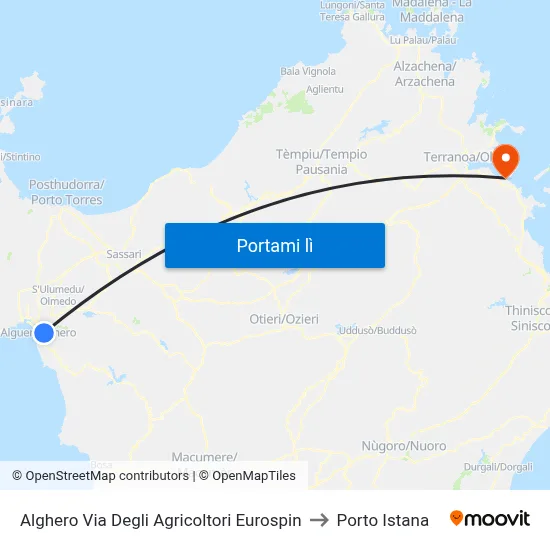 Alghero Via Degli Agricoltori Eurospin to Porto Istana map