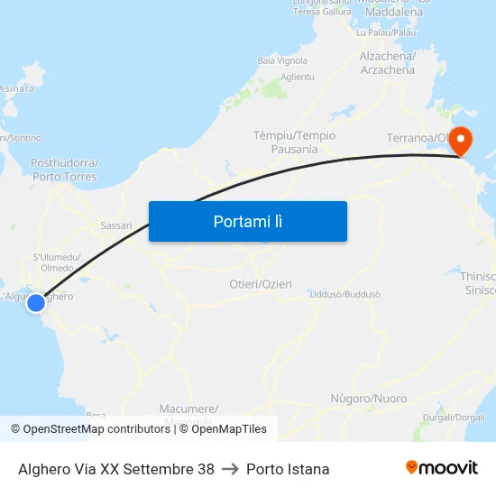 Alghero Via XX Settembre 38 to Porto Istana map