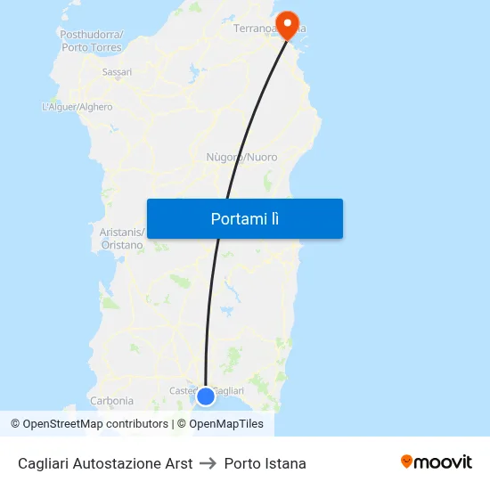 Cagliari Autostazione Arst to Porto Istana map