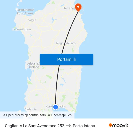 Cagliari V.Le Sant'Avendrace 252 to Porto Istana map
