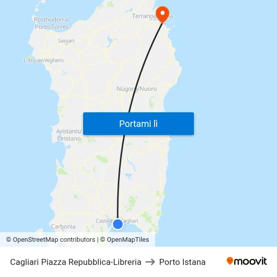 Cagliari Piazza Repubblica-Libreria to Porto Istana map