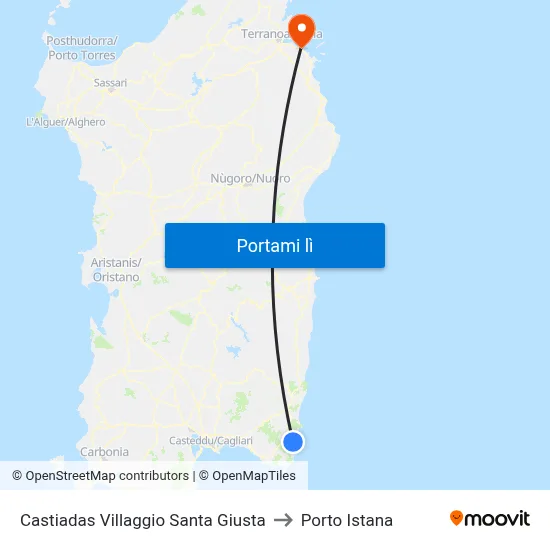 Castiadas Villaggio Santa Giusta to Porto Istana map