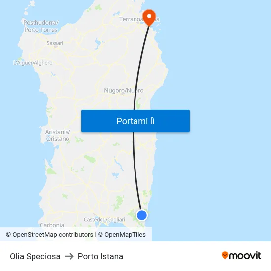 Olia Speciosa to Porto Istana map