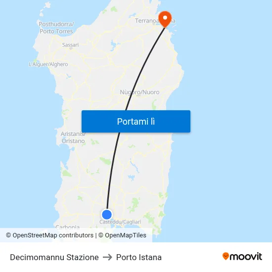Decimomannu Stazione to Porto Istana map