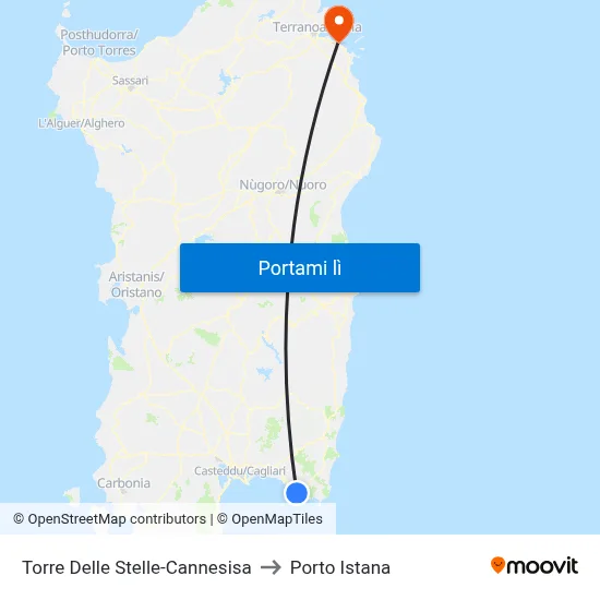 Torre Delle Stelle-Cannesisa to Porto Istana map