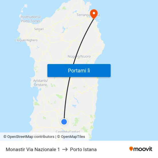 Monastir Via Nazionale 1 to Porto Istana map