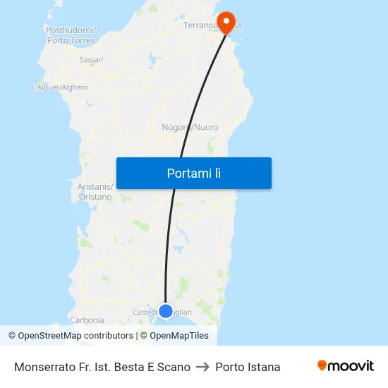 Monserrato Fr. Ist. Besta E Scano to Porto Istana map