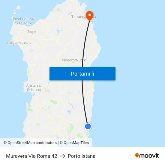 Muravera Via Roma 42 to Porto Istana map