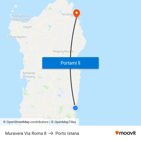 Muravera Via Roma 8 to Porto Istana map