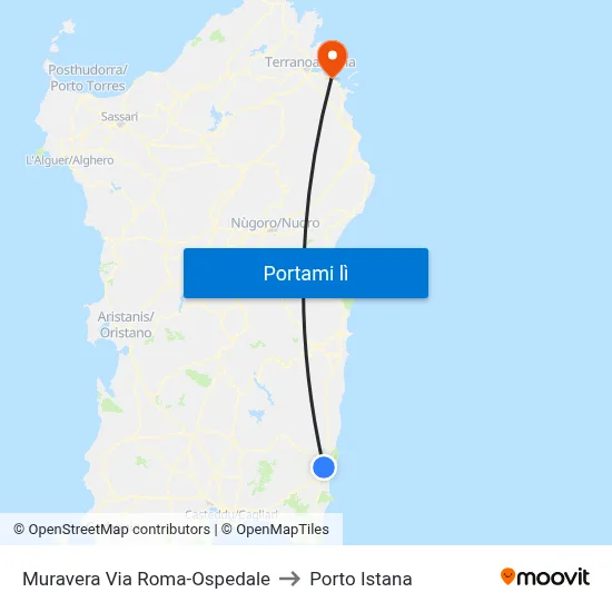 Muravera Via Roma-Ospedale to Porto Istana map