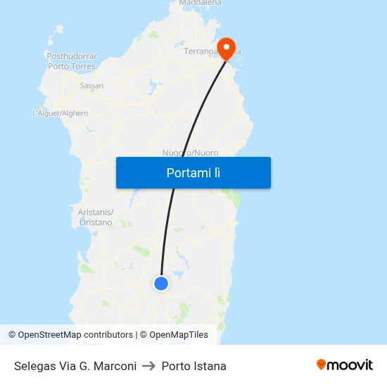 Selegas Via G. Marconi to Porto Istana map
