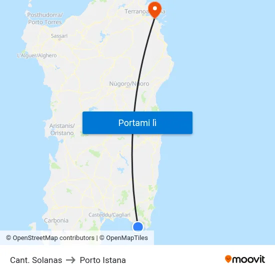 Cant. Solanas to Porto Istana map