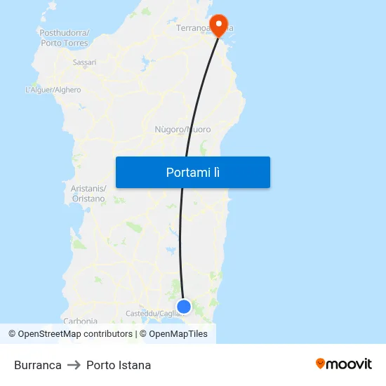 Burranca to Porto Istana map