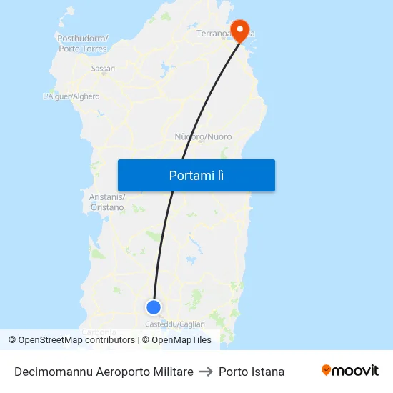 Decimomannu Aeroporto Militare to Porto Istana map