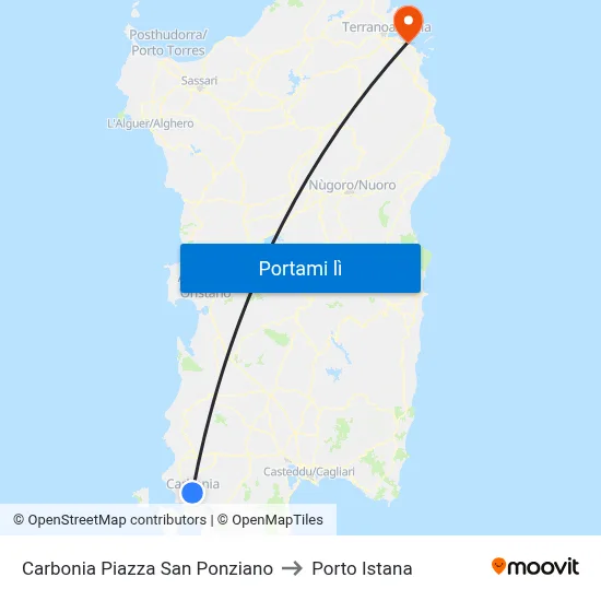 Carbonia Piazza San Ponziano to Porto Istana map