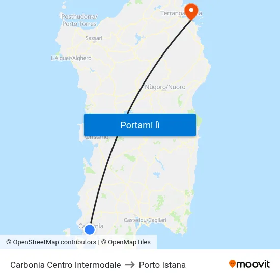 Carbonia Centro Intermodale to Porto Istana map