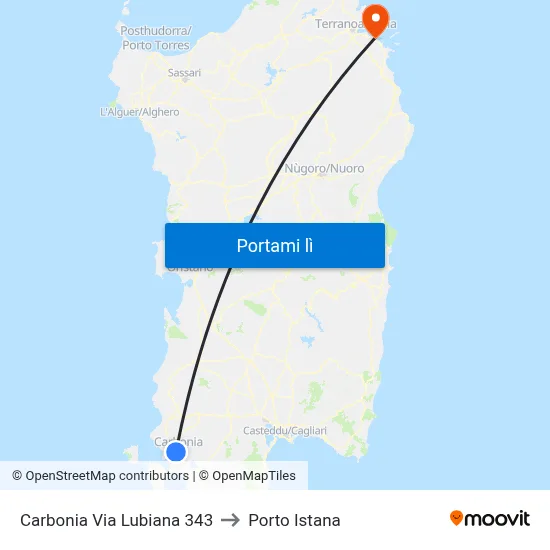 Carbonia Via Lubiana 343 to Porto Istana map