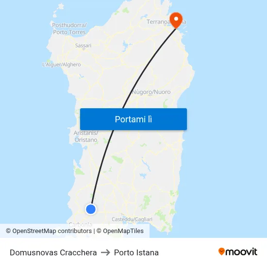 Domusnovas Cracchera to Porto Istana map