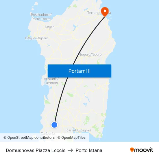 Domusnovas Piazza Leccis to Porto Istana map