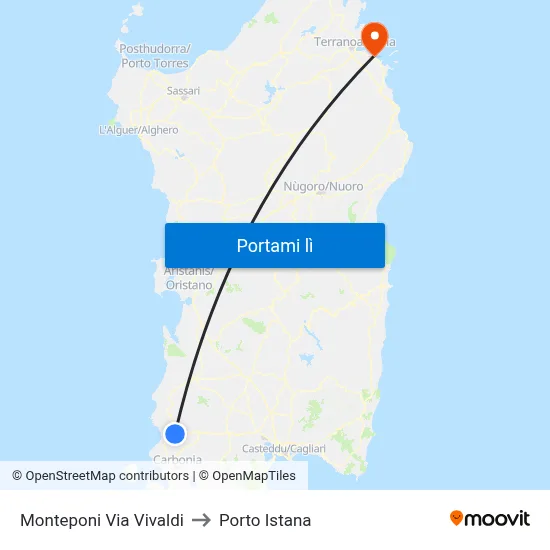 Monteponi Via Vivaldi to Porto Istana map