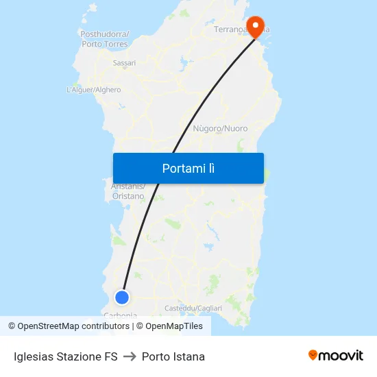 Iglesias Stazione FS to Porto Istana map
