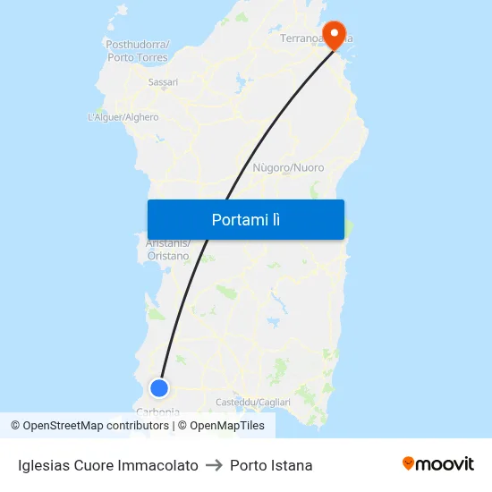 Iglesias Cuore Immacolato to Porto Istana map