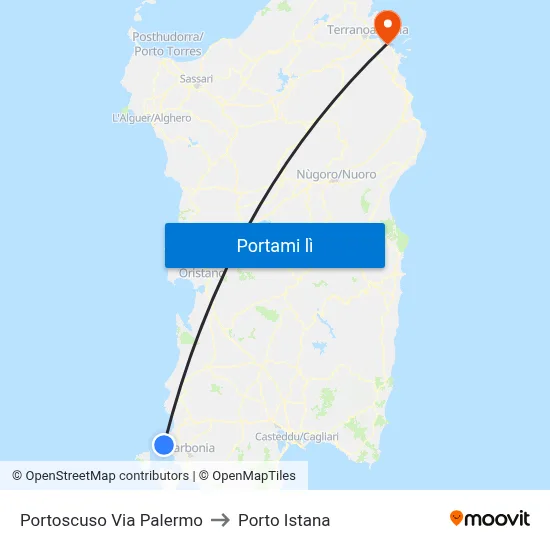 Portoscuso Via Palermo to Porto Istana map