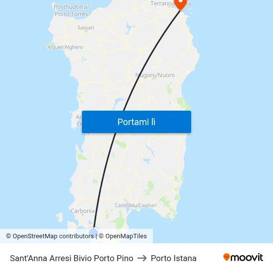 Sant'Anna Arresi Bivio Porto Pino to Porto Istana map