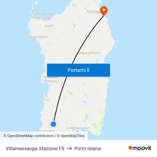 Villamassargia Stazione FS to Porto Istana map