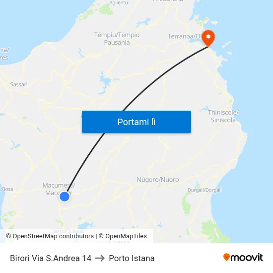 Birori Via S.Andrea 14 to Porto Istana map