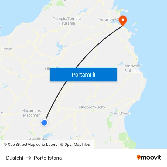 Dualchi to Porto Istana map