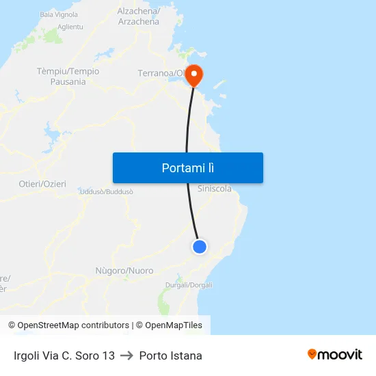 Irgoli Via C. Soro 13 to Porto Istana map