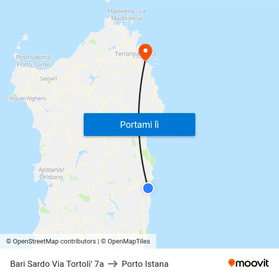 Bari Sardo Via Tortoli' 7a to Porto Istana map