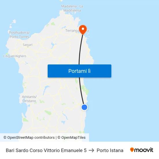 Bari Sardo Corso Vittorio Emanuele 5 to Porto Istana map