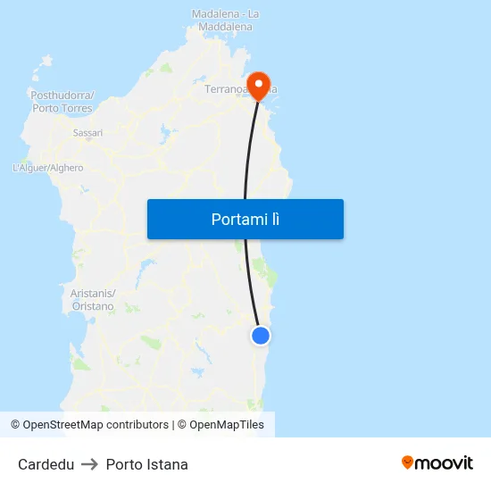 Cardedu to Porto Istana map