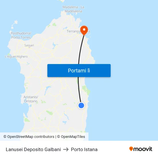 Lanusei Deposito Galbani to Porto Istana map