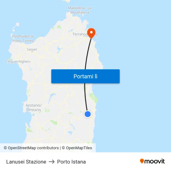 Lanusei Stazione to Porto Istana map