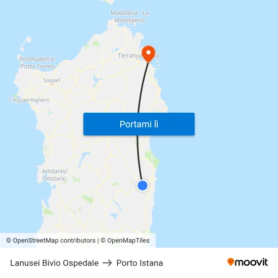 Lanusei Bivio Ospedale to Porto Istana map
