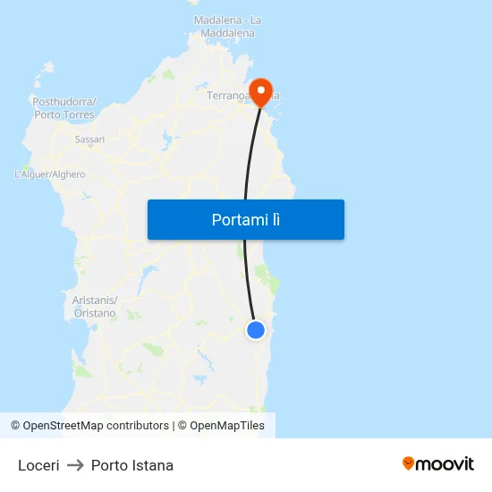 Loceri to Porto Istana map