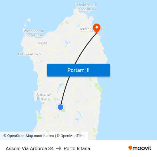 Assolo Via Arborea 34 to Porto Istana map