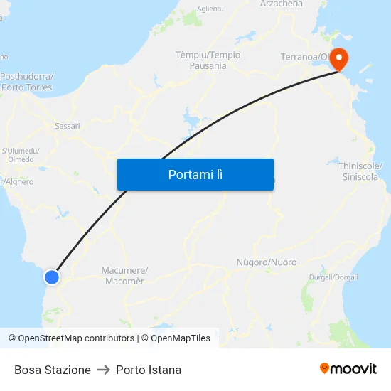 Bosa Stazione to Porto Istana map