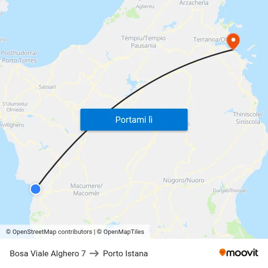 Bosa Viale Alghero 7 to Porto Istana map