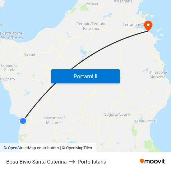 Bosa Bivio Santa Caterina to Porto Istana map