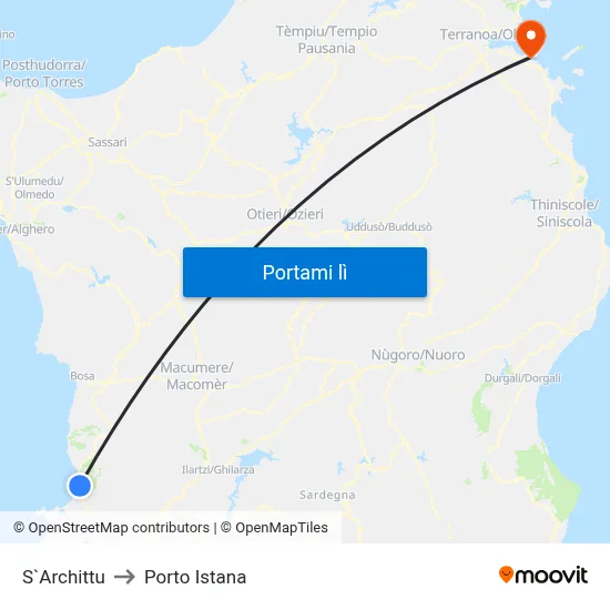 S`Archittu to Porto Istana map
