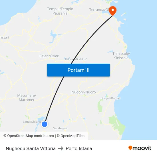 Nughedu Santa Vittoria to Porto Istana map