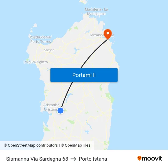 Siamanna Via Sardegna 68 to Porto Istana map